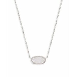 Elisa Silver Tone Pendant Necklace in Iridescent Drusy​